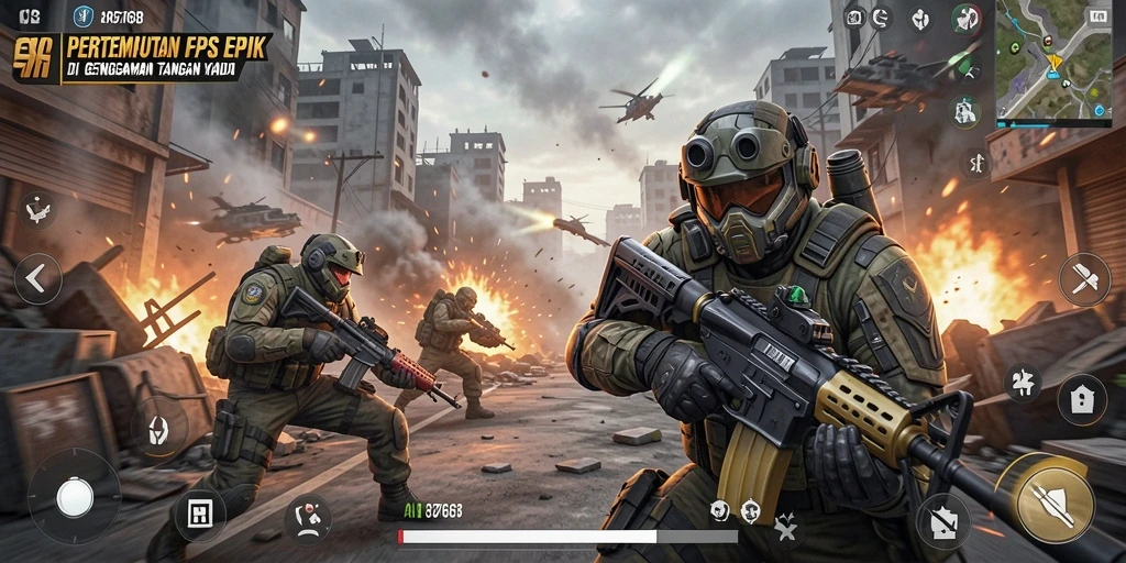 Tampilan gameplay mendebarkan di game FPS 8768.