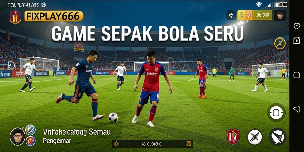 Tangkapan layar FIXPLAY666 menampilkan aksi gameplay sepak bola yang mendebarkan.