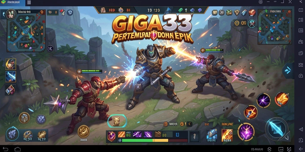 Screenshot gameplay GIGA33 yang menunjukkan aksi pertarungan tim.