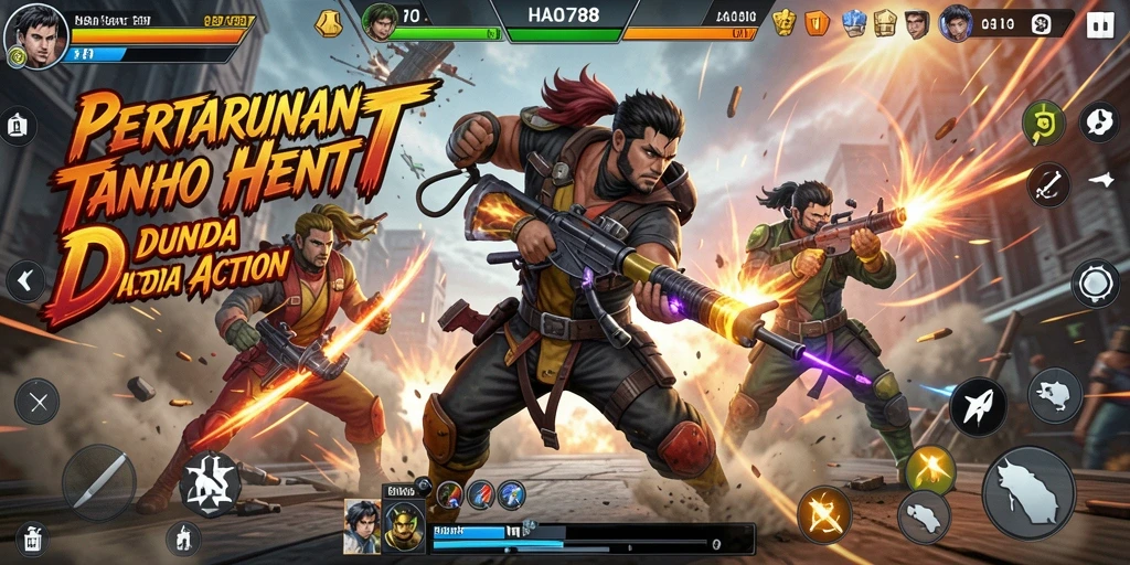 Screenshot HAO788 menunjukkan aksi seru dari pertarungan karakter di game Action.