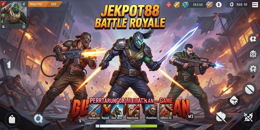 Gameplay menarik di JEKPOT88 yang menghadirkan aksi Battle Royale.