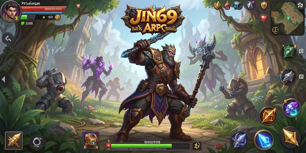 Gameplay mendebarkan dari JIN69 dengan pertarungan ARPG yang intens.