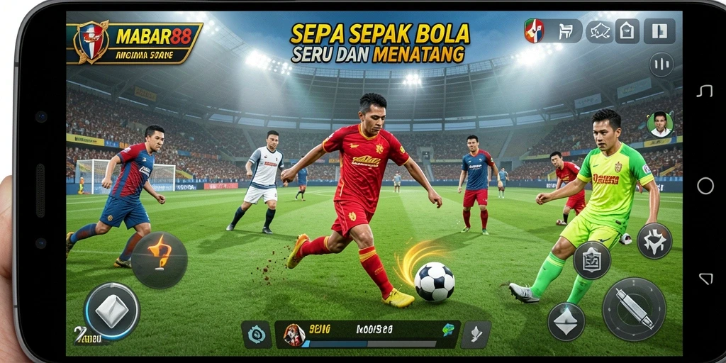 Gameplay MABAR88 yang menarik dengan aksi sepak bola seru.