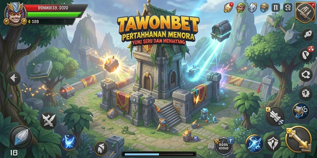 Tampilan gameplay TAWONBET yang menarik dan menantang dalam pertahanan menara.