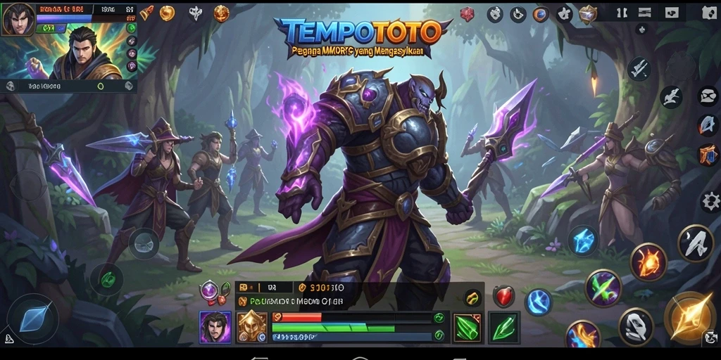 Tangkapan layar TEMPOTOTO menampilkan pertempuran seru di dunia fantasi.