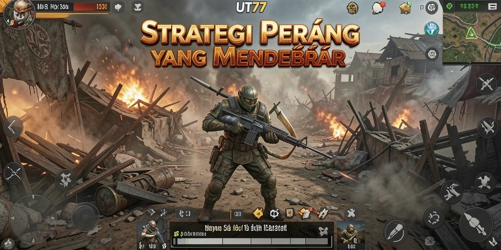 Tampilan gameplay SLG yang intens dan menegangkan di UT77.